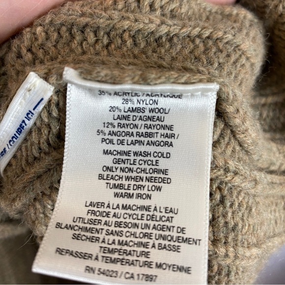 Old Navy Knit Collared Angora Lambs Wool Blend Sweater Cardigan Medium Tan - Picture 11 of 12